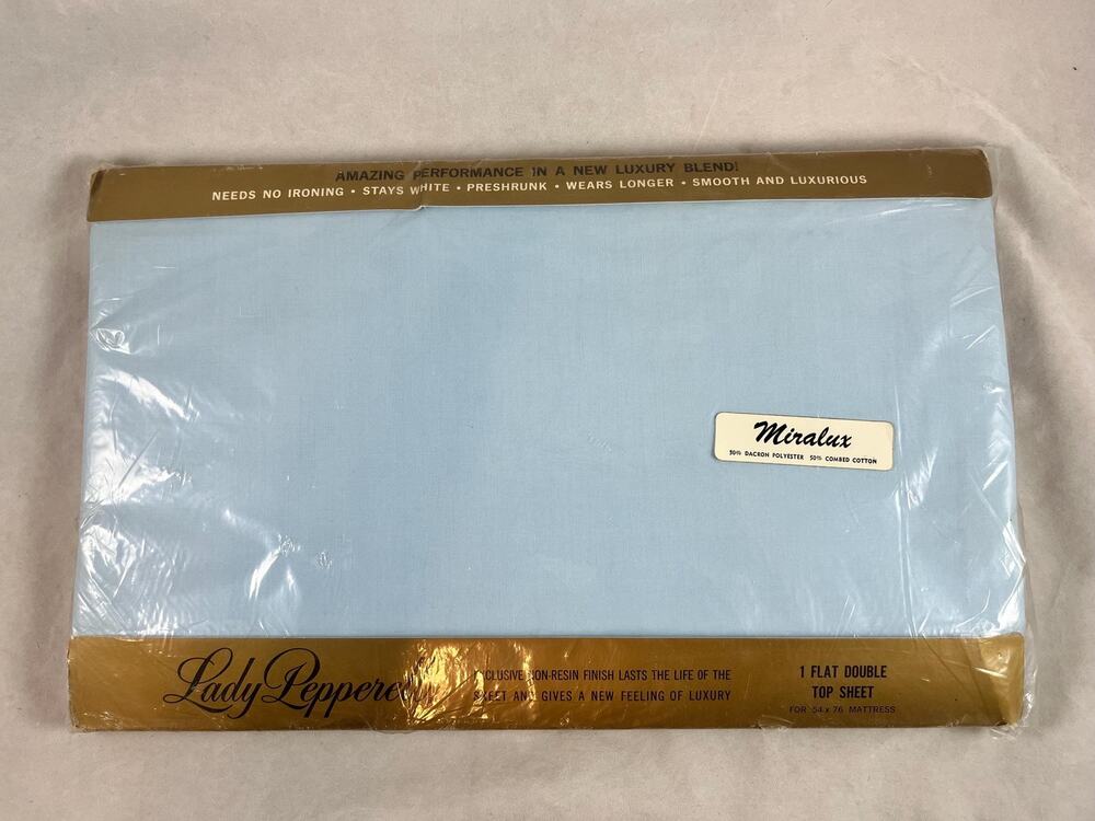 Lady Pepperell Miralux Percale Full Double Bed Top Sheet Blue New NIP Vintage